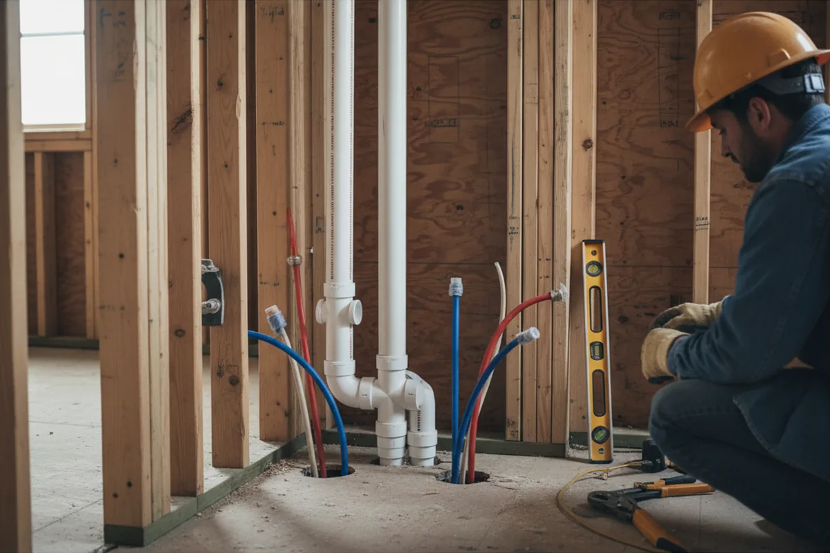 Drain and supply rough-in during Toilet Repair and Installation in Westhampton