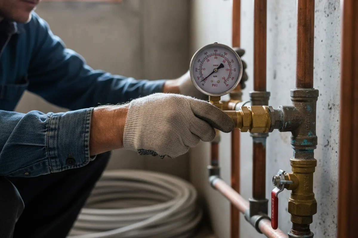 Pressure testing a repaired line during Water Line Repair in Westhampton